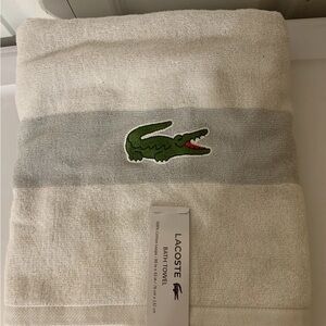 Lacoste gray white 52” X‎ 30” Bath Towel